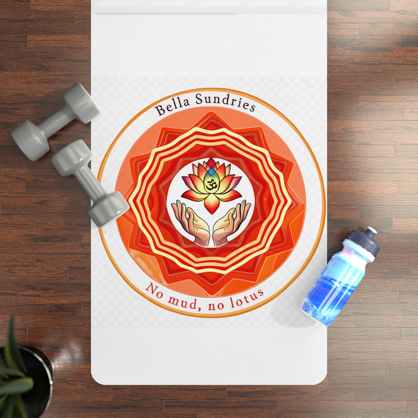 Om & Lotus Design Rubber Yoga Mat | Eco-Friendly, Non-Slip, Yoga Gift for Meditation, Home Practice, Fitness