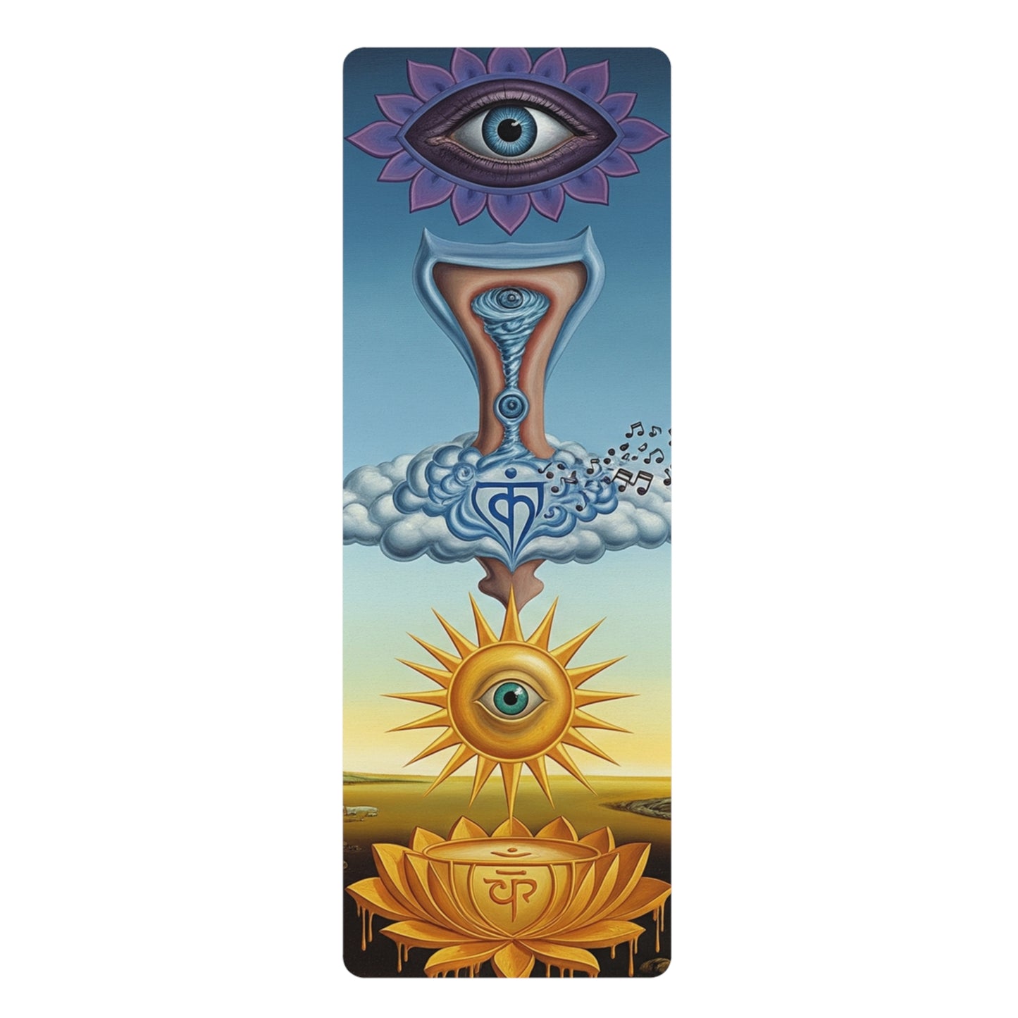 Spiritual Rubber Yoga Mat for Mindfulness, Meditation, Fitness, Gift for Yogis, Chakra Design