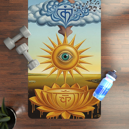 Spiritual Rubber Yoga Mat for Mindfulness, Meditation, Fitness, Gift for Yogis, Chakra Design