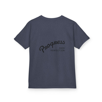 Kids Tee — ‘Progress Over Perfection’ Lotus Graphic