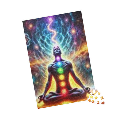 Meditation Puzzle with Chakra Artwork - Spiritual Gifts for Mindfulness, Relaxation, Yoga, Meditation Decor, Unique Gift Idea