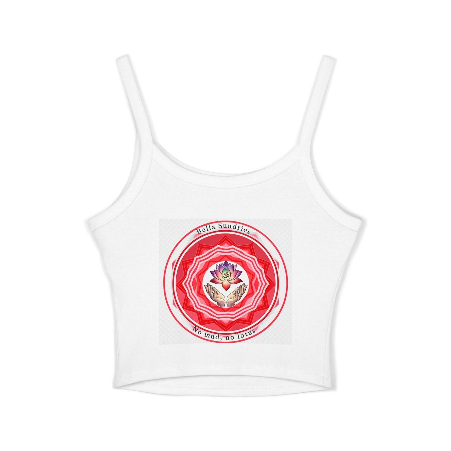 Yoga-Inspired Women's Spaghetti Strap Tank Top, Bohemian-style Tank, Spiritual Apparel, Lotus and Om Symbol, Gifts for Her