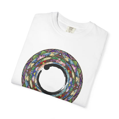 Colorful Mandala Unisex Garment-Dyed T-Shirt, Bohemian Style Tee, Casual Wear, Festival Apparel, Eco-Friendly Shirt, Gift for Her
