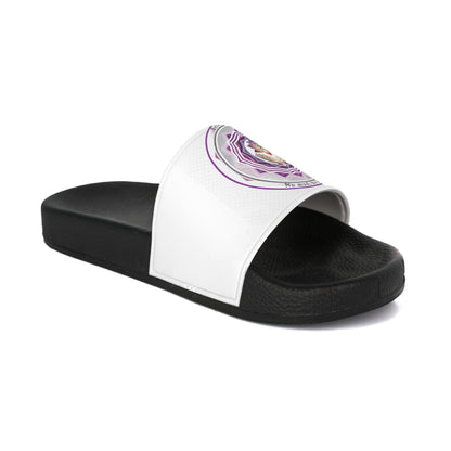 Spiritual Men's Slide Sandals with Logo Design, Relaxation Footwear, Summer Slides, Beach Wear, Casual Slip-Ons, Gift for Him