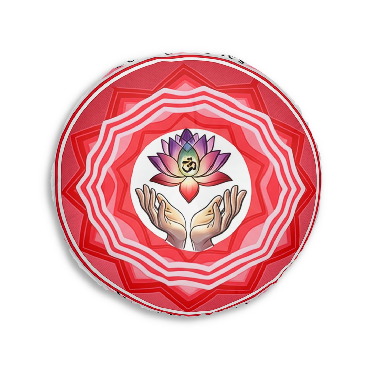 Meditative Round Tufted Floor Pillow, Spiritual Decor, Yoga Room Accent, Mindfulness Gift, Bohemian Home Accessory, Relaxation Cushion