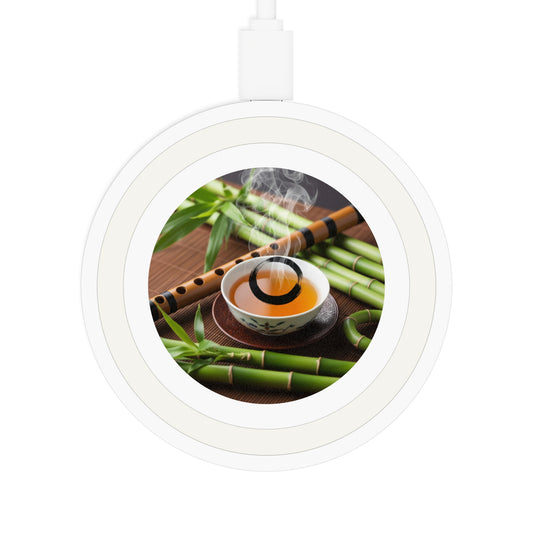 Eco-Friendly Wireless Charging Pad with Bamboo Design, Minimalist Gadget Decor, Modern Tech Accessory, Housewarming Gift, USB Charger