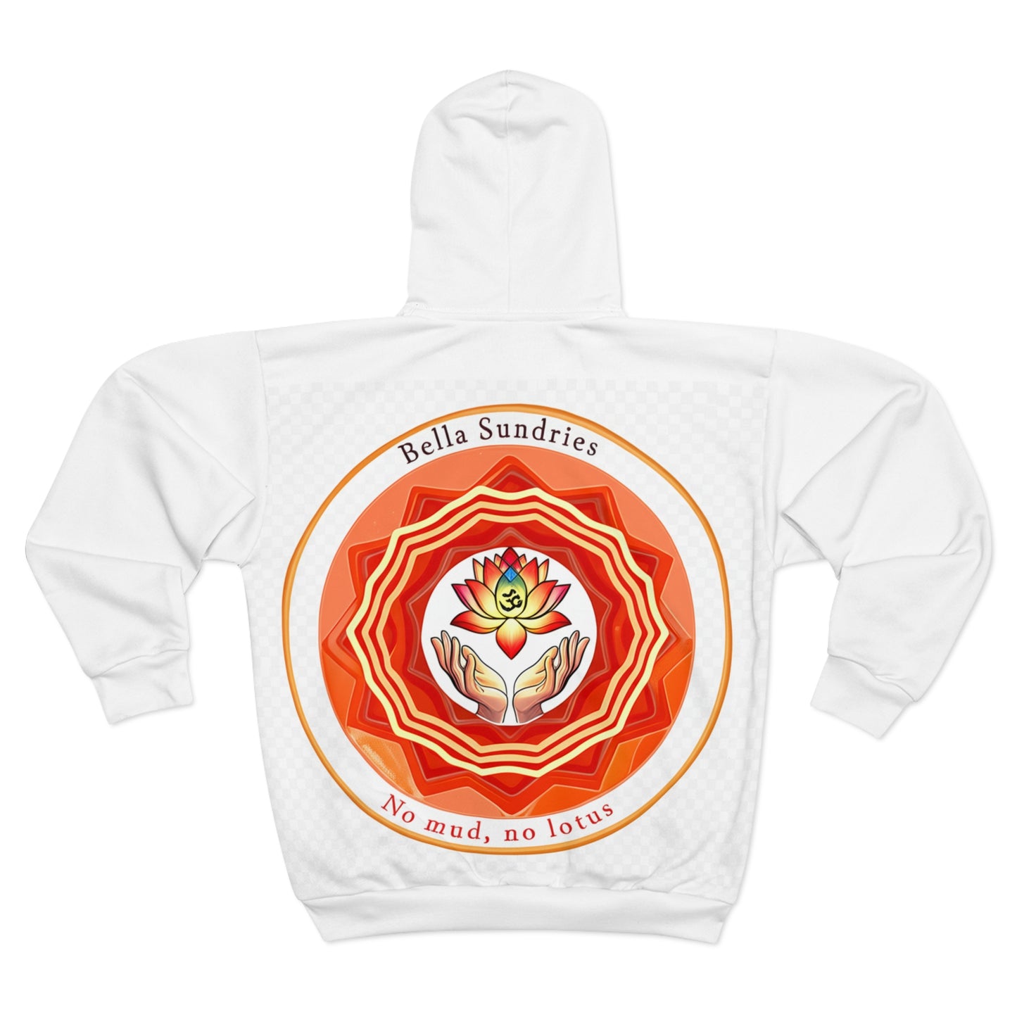 Spiritual Unisex Zip Hoodie with AOP Design, Yoga Apparel, Meditation Gift, Cozy Layer, Om Symbol, Lotus Art