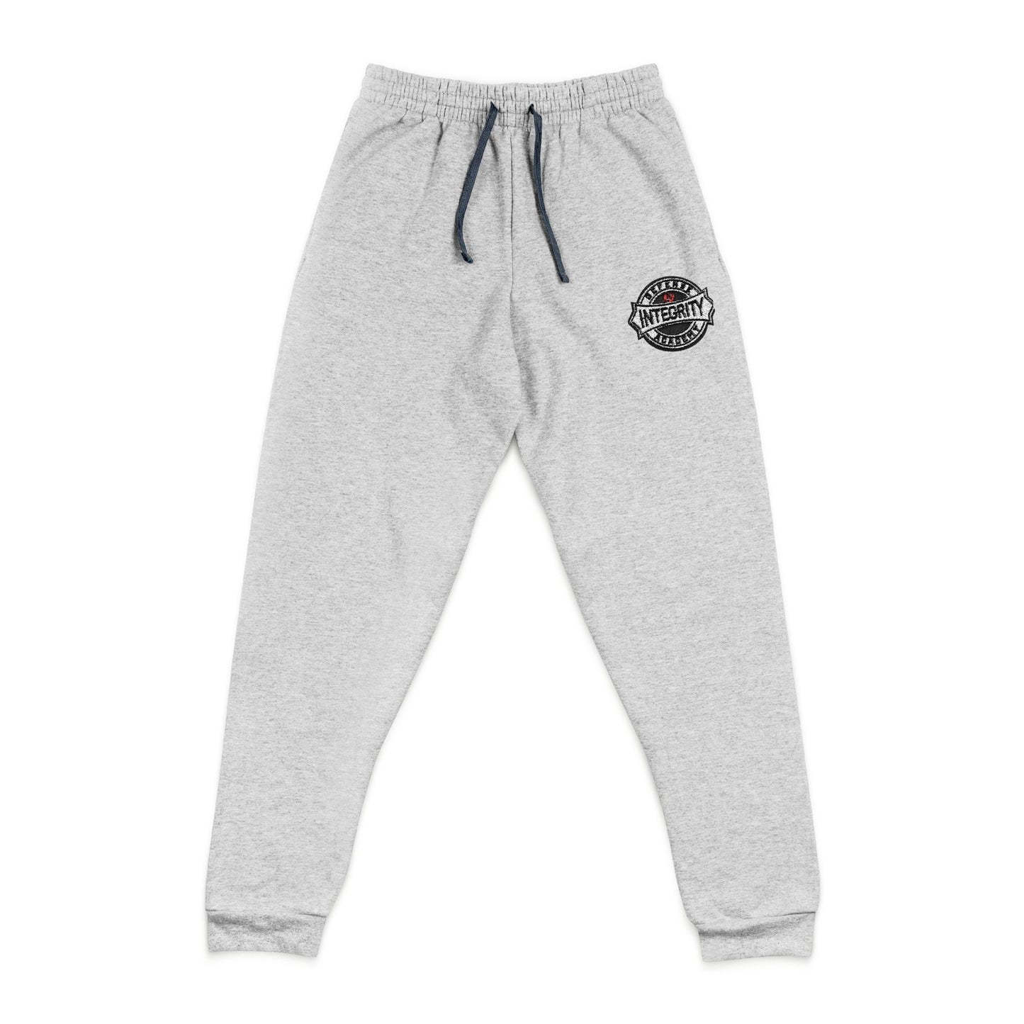 Embroidered Cozy Joggers — Small Floral Heart Chest Patch