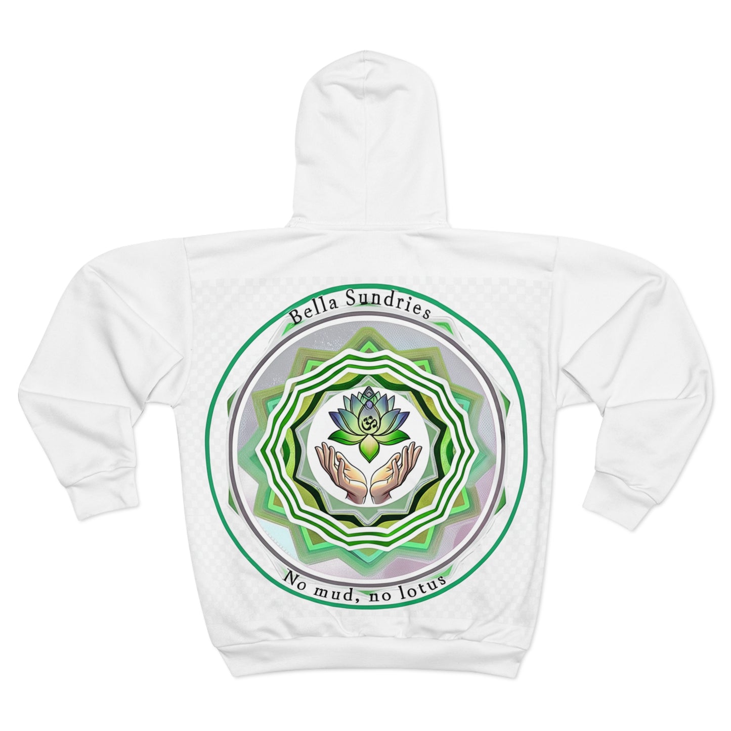 Spiritual Unisex Zip Hoodie with AOP Design, Yoga Apparel, Meditation Gift, Cozy Layer, Om Symbol, Lotus Art