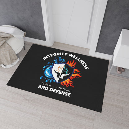 Integrity Wellness Floor Mat — "No Roots No Flowers" Shield Design