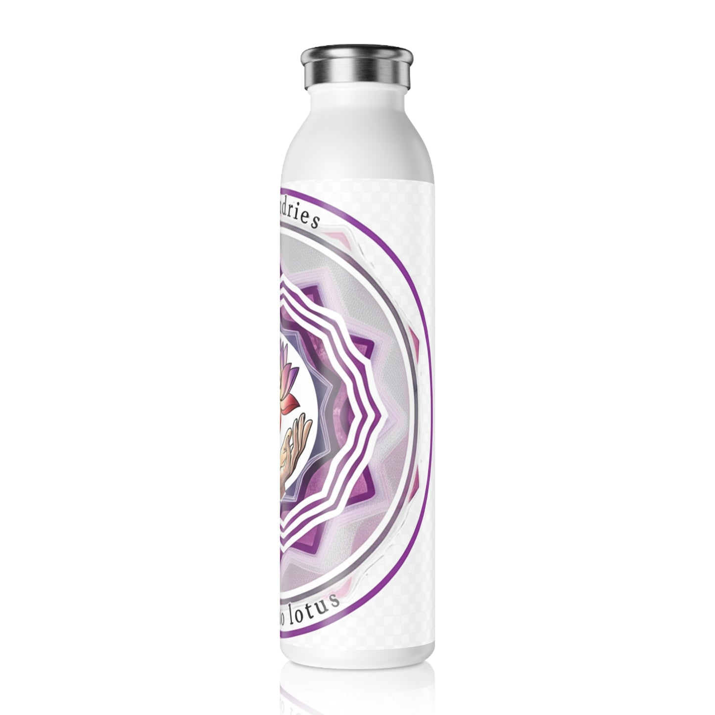 Lotus-Inspired Slim Water Bottle for Wellness Lovers, Eco-Friendly Hydration, Yoga Gifts, Motivational Quotes, Reusable Drinkware
