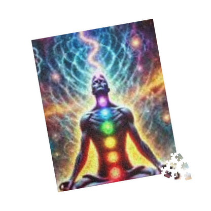 Meditation Puzzle with Chakra Artwork - Spiritual Gifts for Mindfulness, Relaxation, Yoga, Meditation Decor, Unique Gift Idea