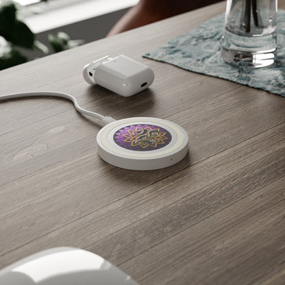Decorative Wireless Charging Pad - Quake Design, Unique Phone Charger, Mandala Art, Stylish Desk Accessory, Perfect Gift for Tech Lovers