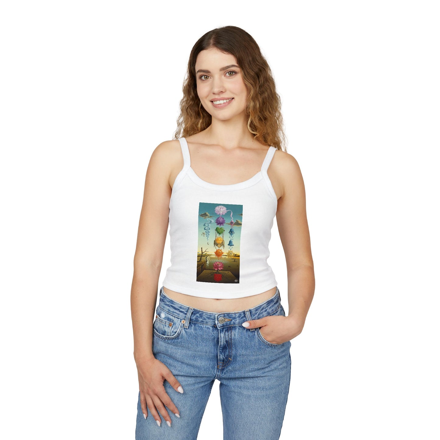Spiritual Women's Spaghetti Strap Tank Top with Artistic Designs, Yoga Wear, Festival Apparel, Bohemian Clothing, Summer Style