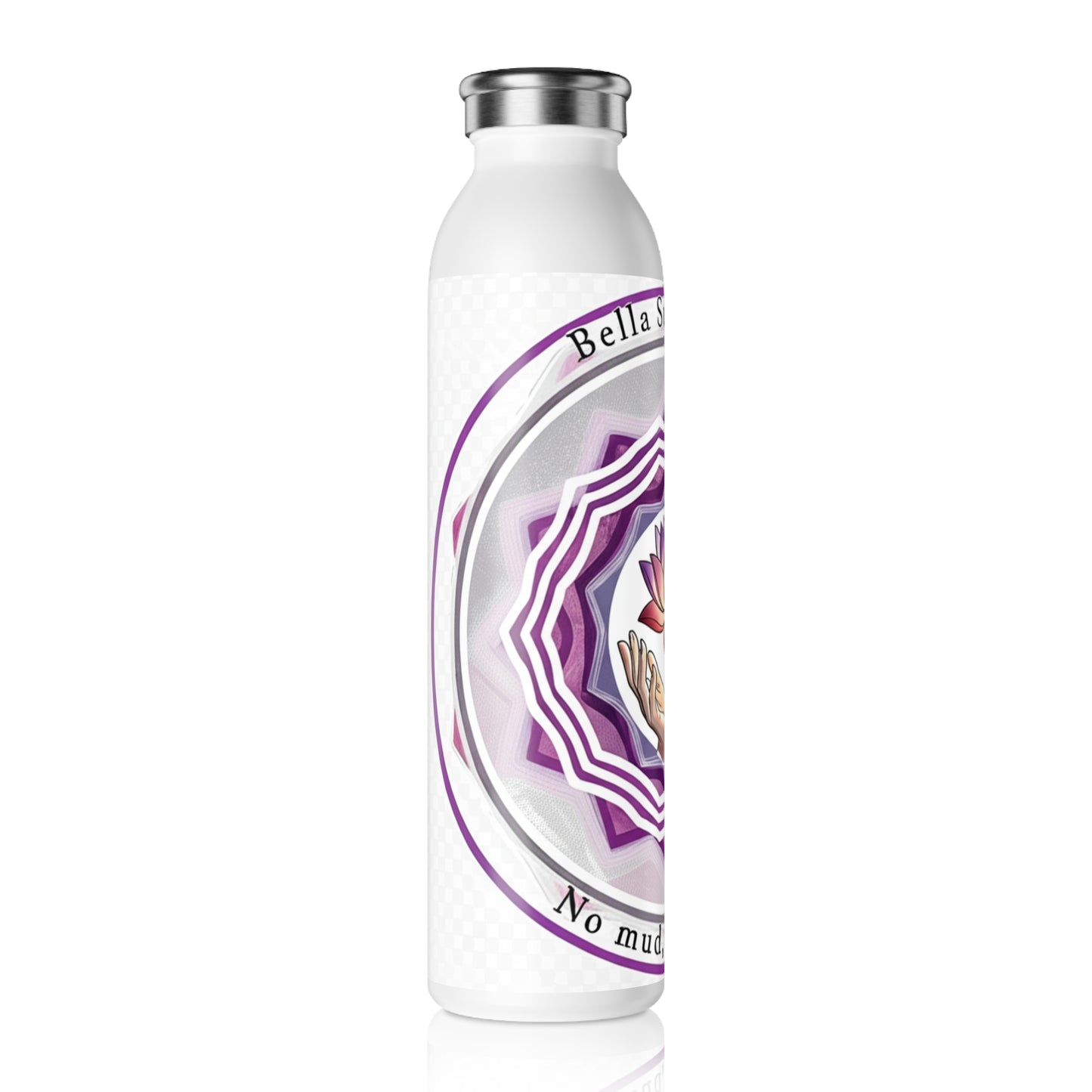 Lotus-Inspired Slim Water Bottle for Wellness Lovers, Eco-Friendly Hydration, Yoga Gifts, Motivational Quotes, Reusable Drinkware