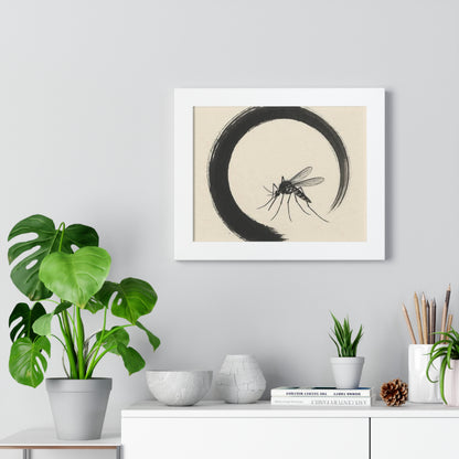 Minimalist Mosquito Art Print, Framed Poster for Home Decor, Insect Wall Art, Nature Lover Gift, Black and White Decorative Print