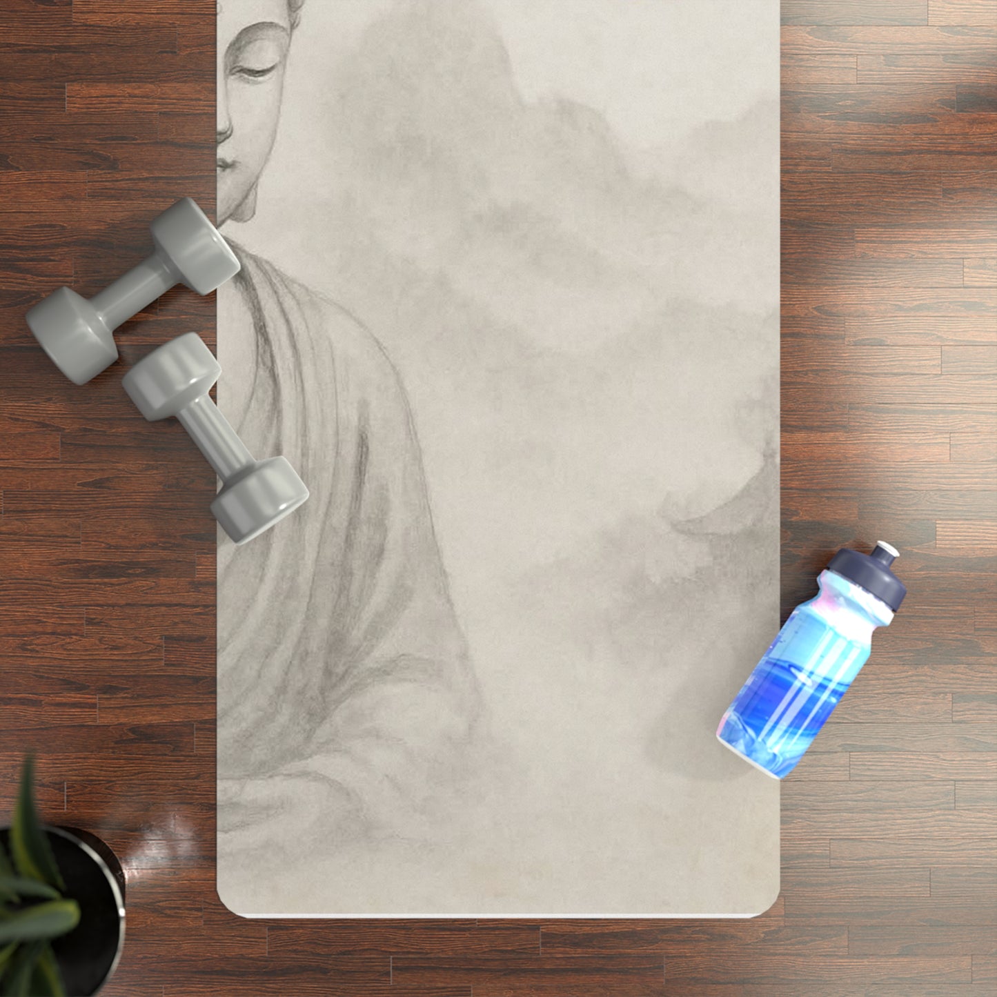 Meditative Rubber Yoga Mat with Inspirational Quote, Yoga Mat, Fitness Mat, Meditation Gift, Home Exercise Mat, Zen Decor
