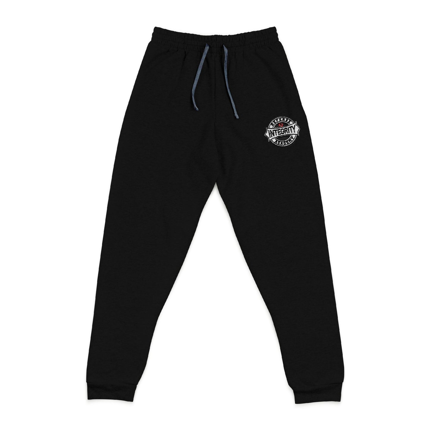 Embroidered Cozy Joggers — Small Floral Heart Chest Patch