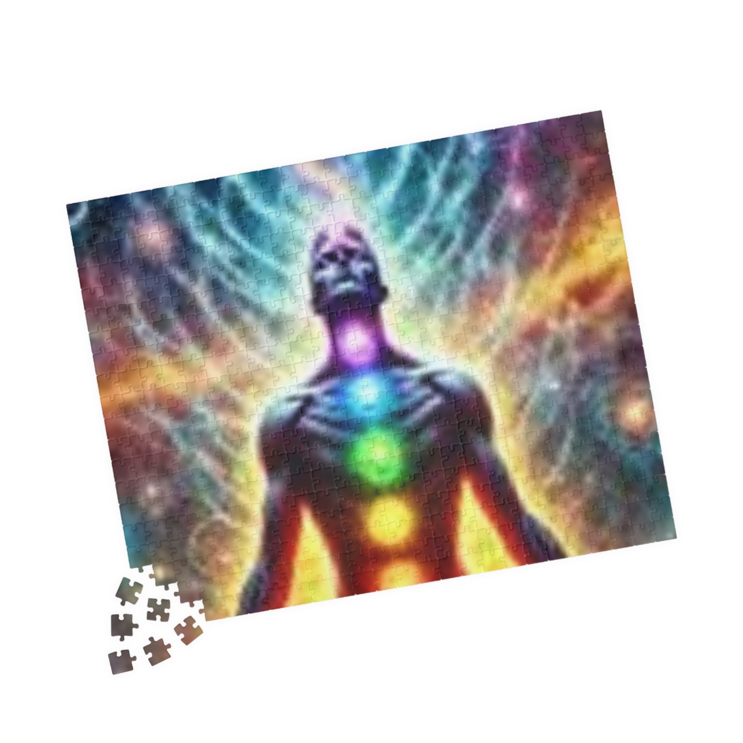 Meditation Puzzle with Chakra Artwork - Spiritual Gifts for Mindfulness, Relaxation, Yoga, Meditation Decor, Unique Gift Idea