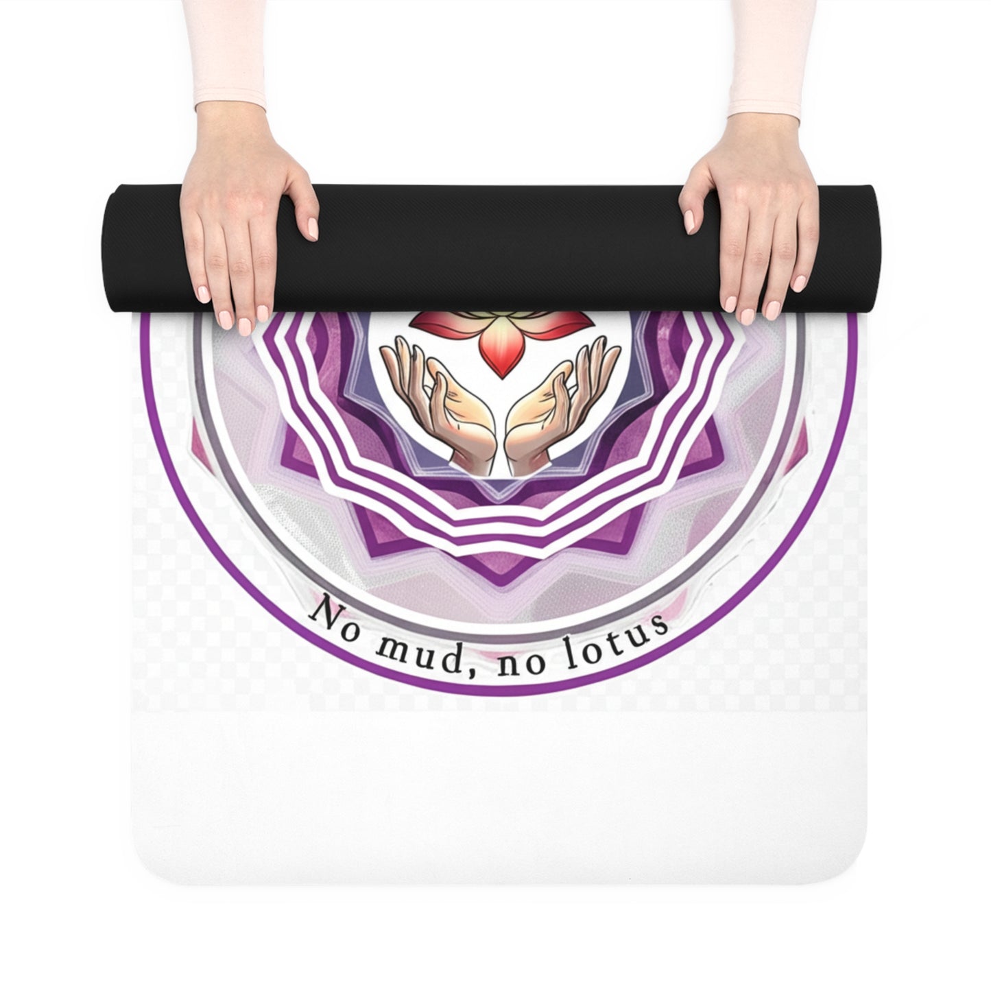 Om & Lotus Design Rubber Yoga Mat | Eco-Friendly, Non-Slip, Yoga Gift for Meditation, Home Practice, Fitness