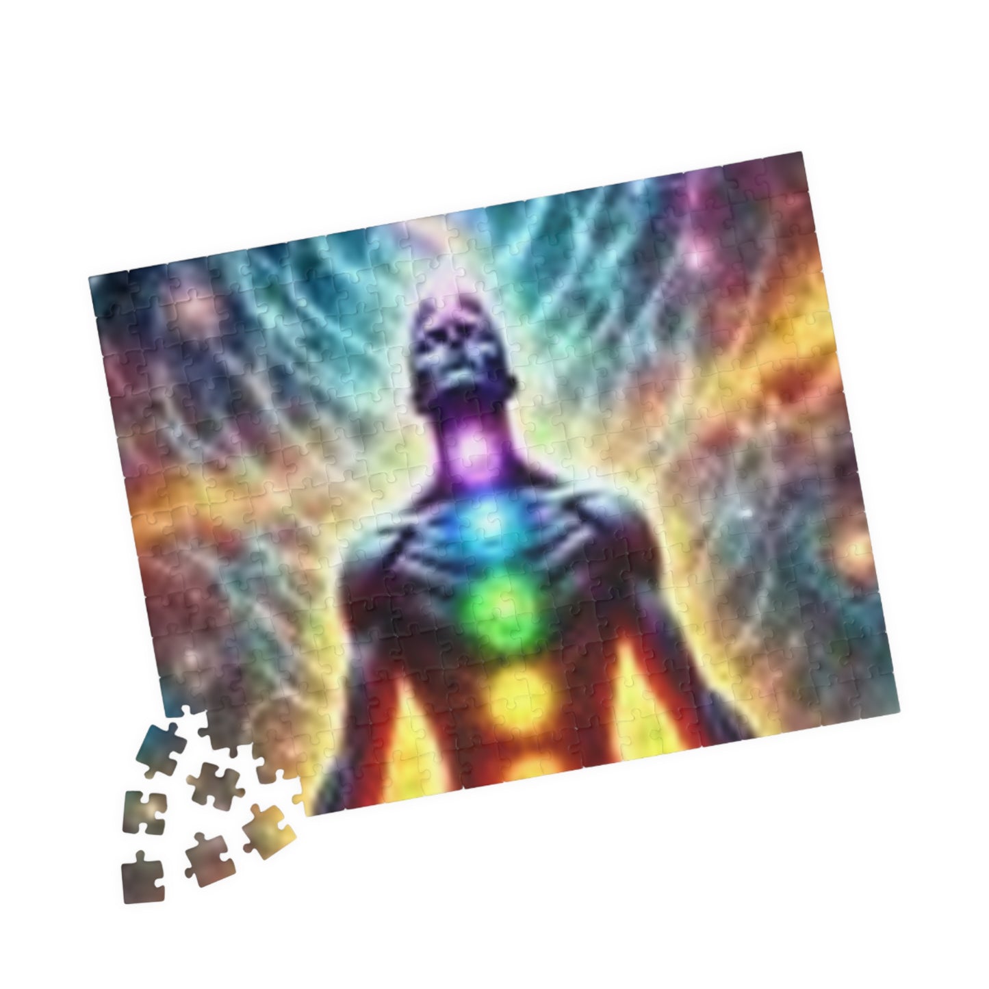 Meditation Puzzle with Chakra Artwork - Spiritual Gifts for Mindfulness, Relaxation, Yoga, Meditation Decor, Unique Gift Idea