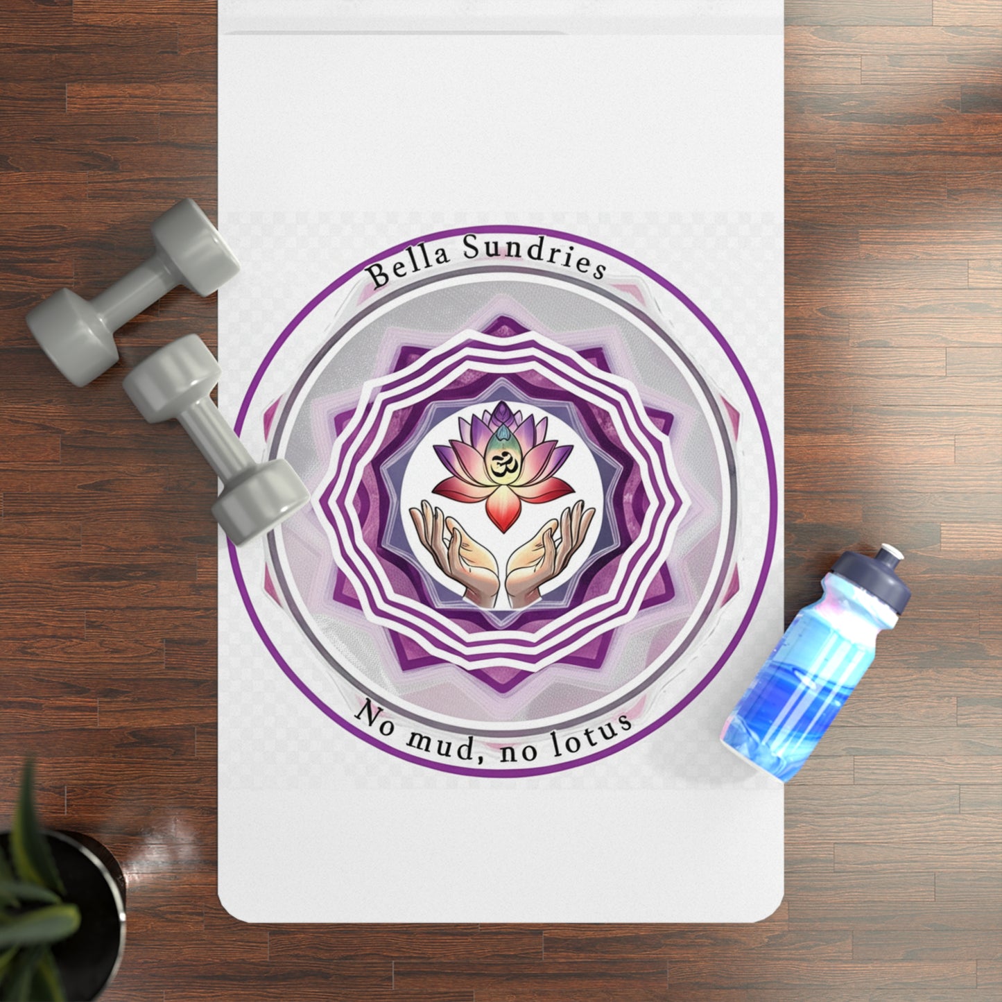 Om & Lotus Design Rubber Yoga Mat | Eco-Friendly, Non-Slip, Yoga Gift for Meditation, Home Practice, Fitness