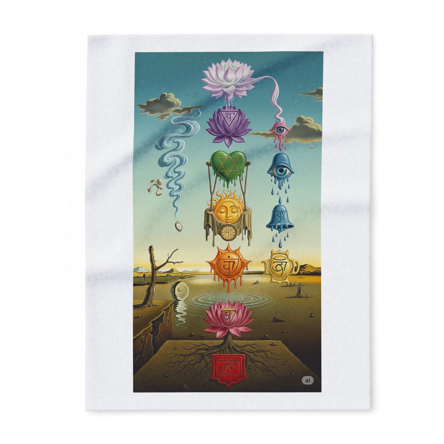 Chakra Healing Arctic Fleece Blanket | Cozy Meditation Throw, Spiritual Home Decor, Festival Gift for Yogis