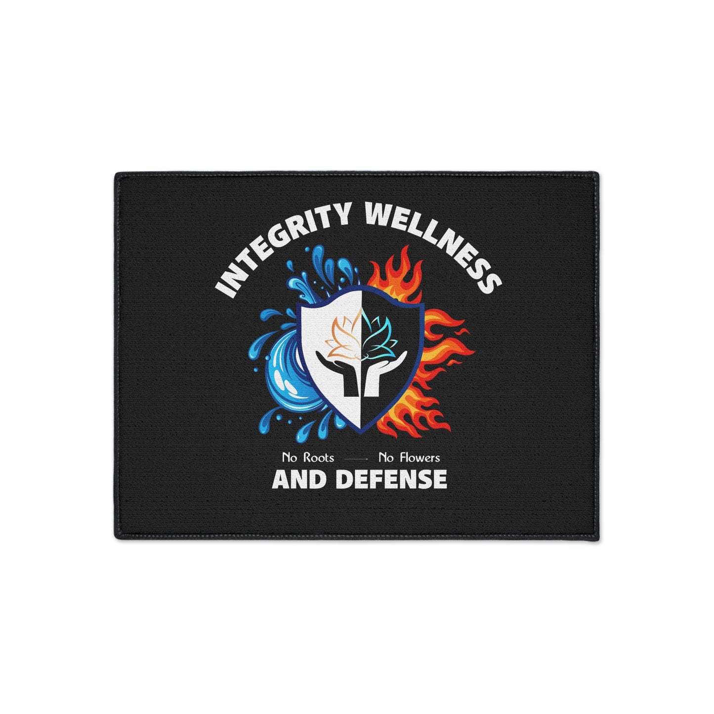 Integrity Wellness Floor Mat — "No Roots No Flowers" Shield Design