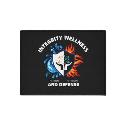 Integrity Wellness Floor Mat — "No Roots No Flowers" Shield Design