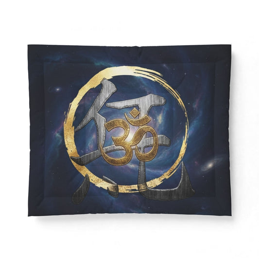Om Symbol Cotton Comforter — Spiritual Boho Bedspread