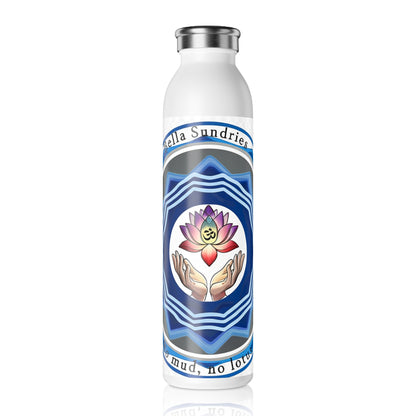 Mindful Slim Water Bottle - Eco-Friendly Hydration, Yoga Gift, Motivational Gift, Wellness Lifestyle, Water Bottle with Lotus Design