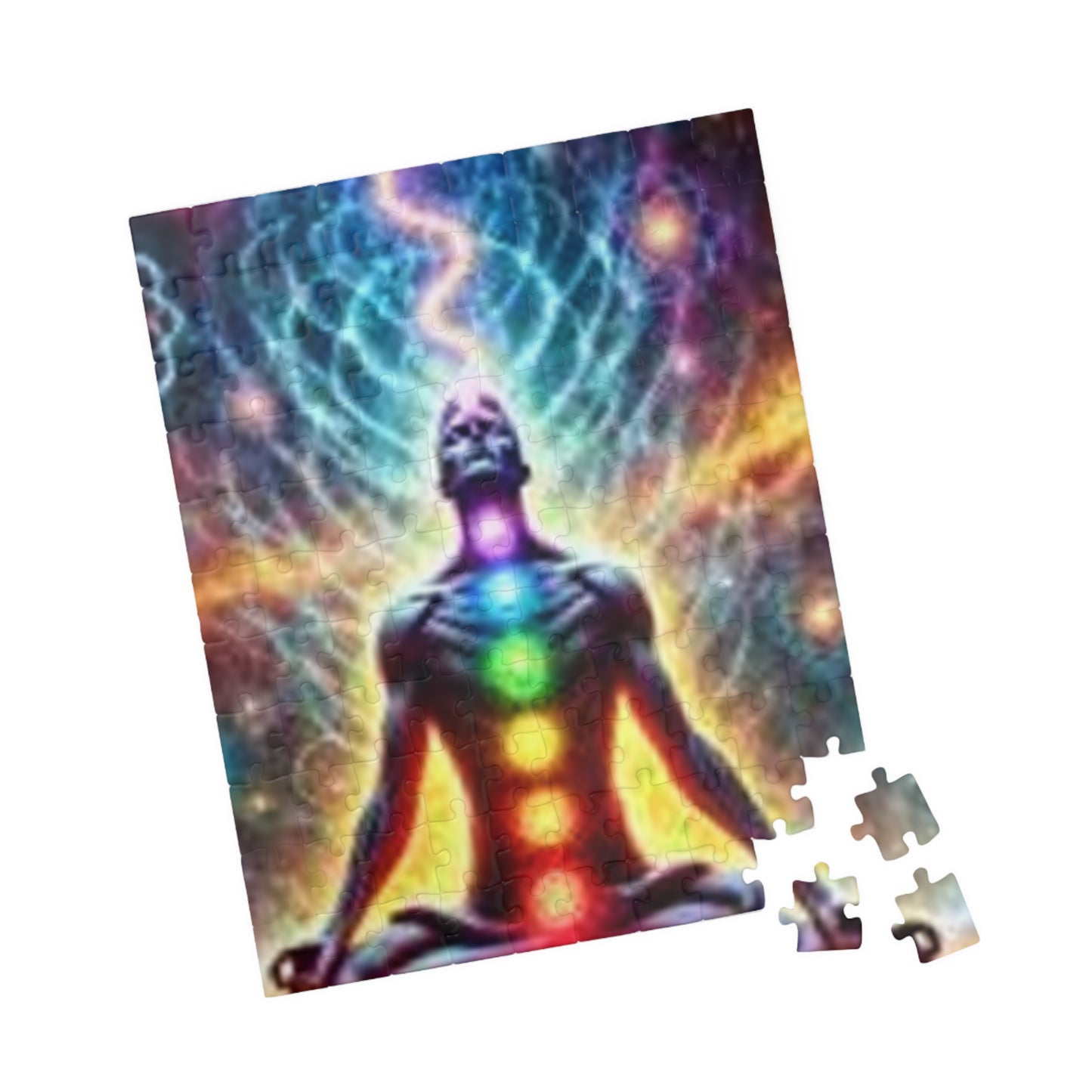 Meditation Puzzle with Chakra Artwork - Spiritual Gifts for Mindfulness, Relaxation, Yoga, Meditation Decor, Unique Gift Idea