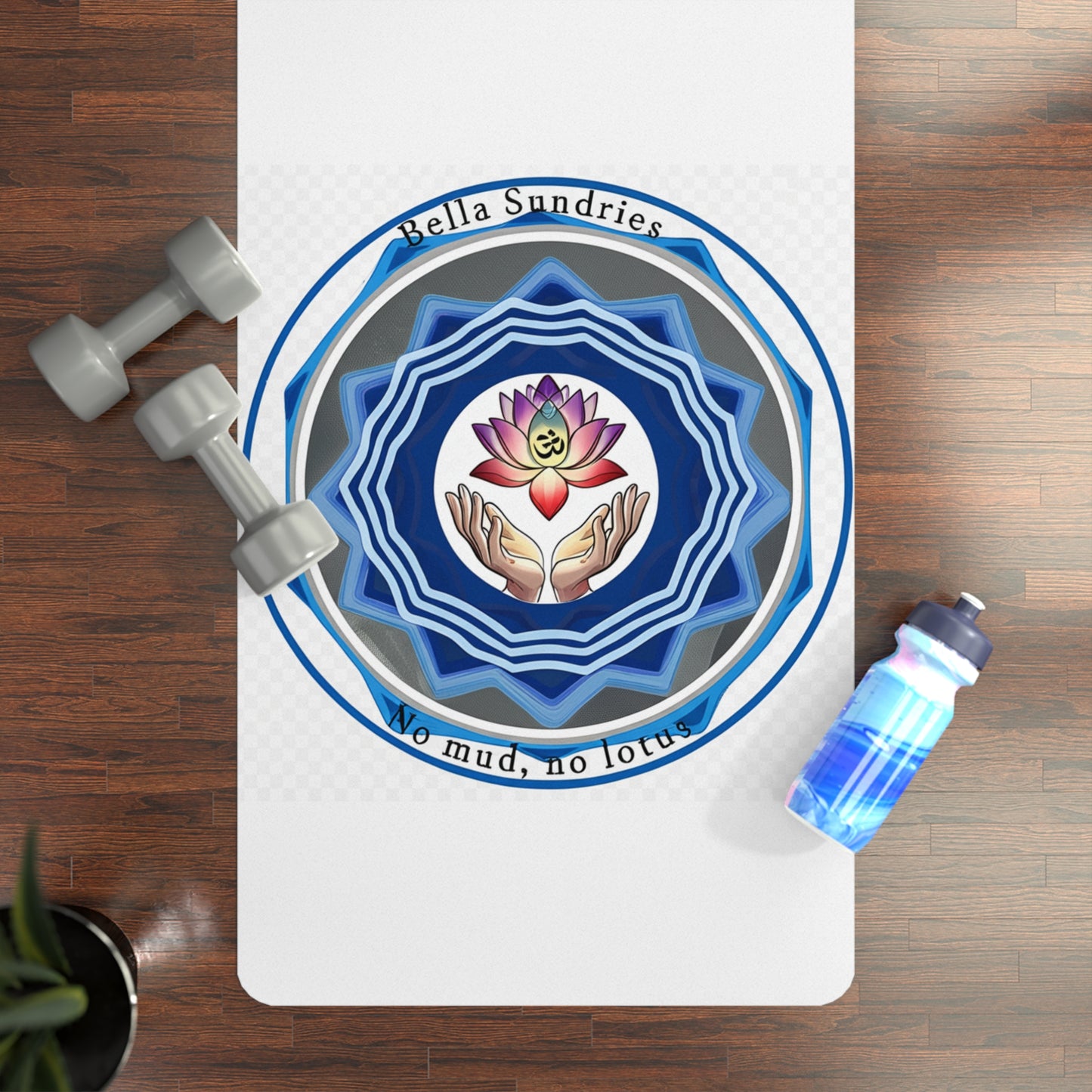 Om & Lotus Design Rubber Yoga Mat | Eco-Friendly, Non-Slip, Yoga Gift for Meditation, Home Practice, Fitness