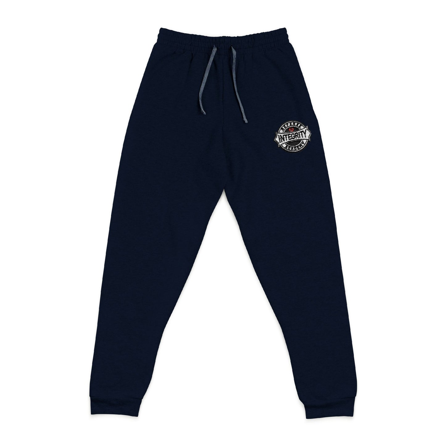 Embroidered Cozy Joggers — Small Floral Heart Chest Patch