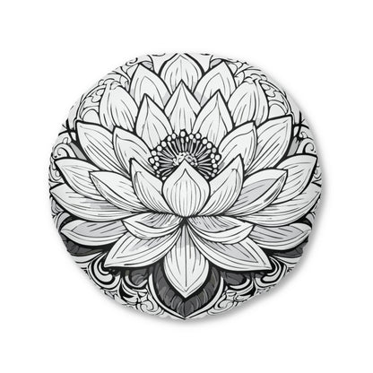 Round Tufted Floor Pillow with Lotus Design - Boho Home Decor, Meditation Cushion, Yoga Pillow, Floor Cushion, Relaxation Seating