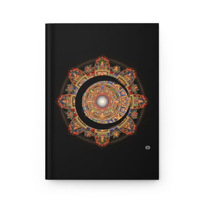 Meditative Hardcover Journal, Inspirational Writing Notebook, Artistic Diary, Gift for Creatives, Black Journal with Mandala Design