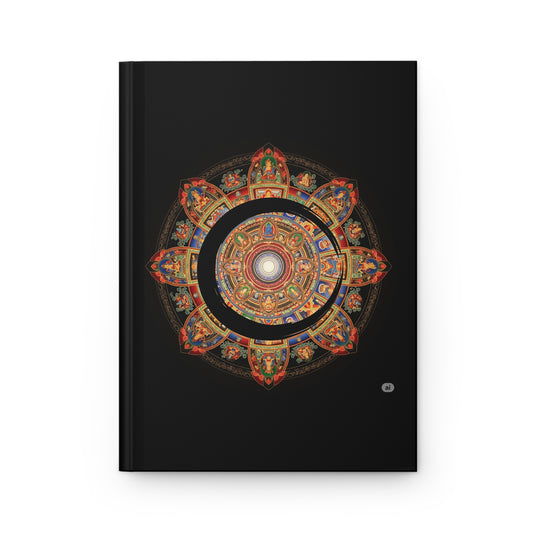 Meditative Hardcover Journal, Inspirational Writing Notebook, Artistic Diary, Gift for Creatives, Black Journal with Mandala Design