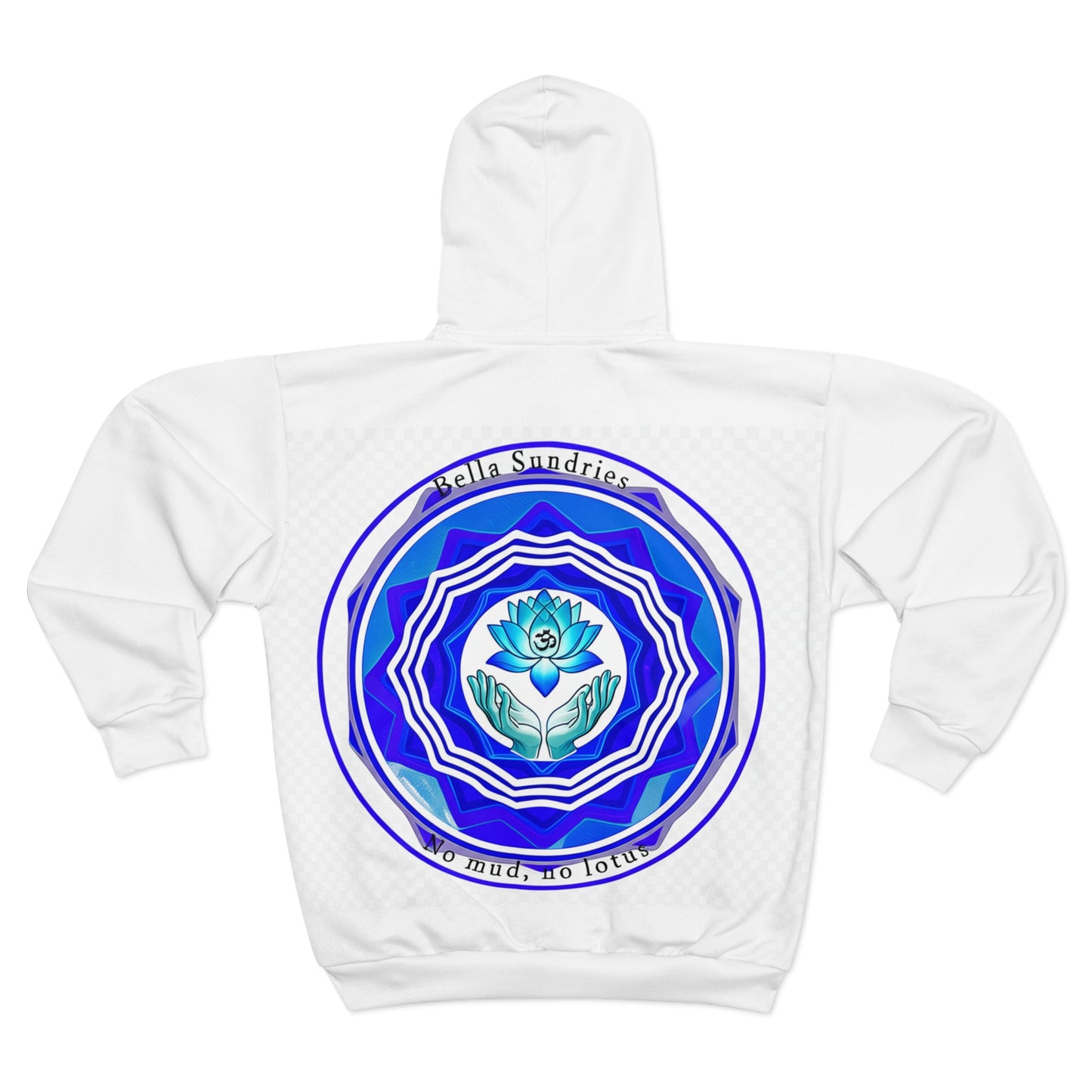 Spiritual Unisex Zip Hoodie with AOP Design, Yoga Apparel, Meditation Gift, Cozy Layer, Om Symbol, Lotus Art
