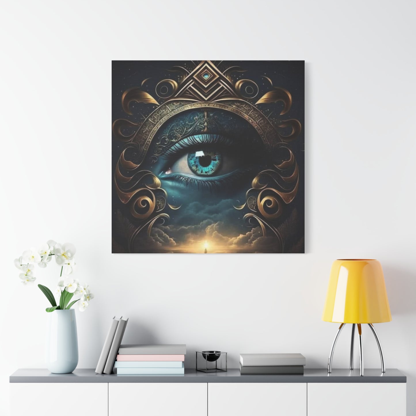 Mystical Eye Canvas Wall Art, Boho Decor, Home Wall Art, Unique Gift, Modern Artwork, Eye Design