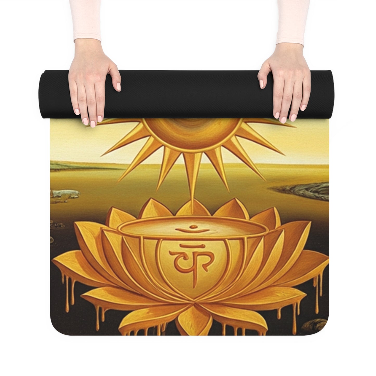 Spiritual Rubber Yoga Mat for Mindfulness, Meditation, Fitness, Gift for Yogis, Chakra Design