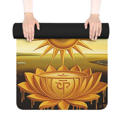 Spiritual Rubber Yoga Mat for Mindfulness, Meditation, Fitness, Gift for Yogis, Chakra Design