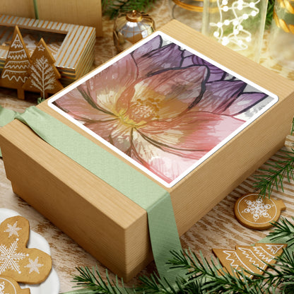 Floral Kiss-Cut Stickers | Vibrant Lotus Design, Laptop Decor, Gift for Flower Lovers, Journal Stickers, Art for Home
