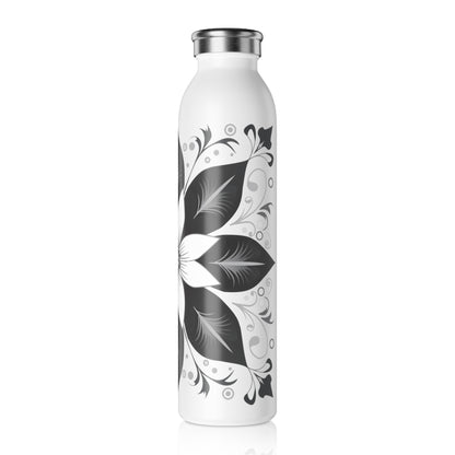 Elegant Floral Slim Water Bottle, Botanical Drink Container, Eco-Friendly Gift, Hydration Tracker, Stylish Fitness Accessory