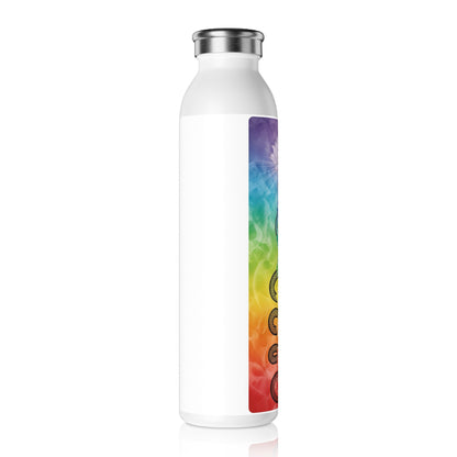 Colorful Chakra Slim Water Bottle, Yoga Gift, Eco-Friendly Hydration, Motivational Gift, Wellness Bottle, Meditation Accessories