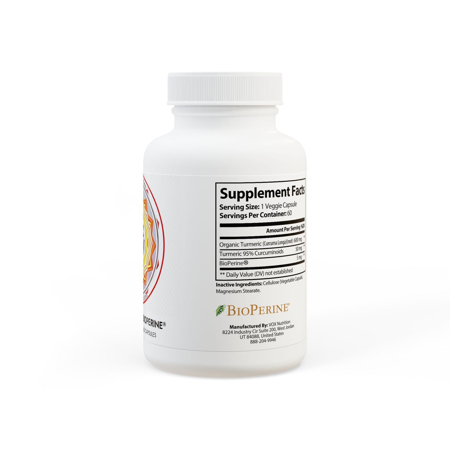 Turmeric with BioPerine® (Black Pepper Fruit Extract) Supplement (60 Capsules)
