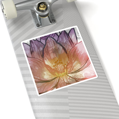 Floral Kiss-Cut Stickers | Vibrant Lotus Design, Laptop Decor, Gift for Flower Lovers, Journal Stickers, Art for Home
