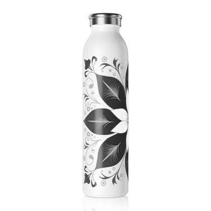 Elegant Floral Slim Water Bottle, Botanical Drink Container, Eco-Friendly Gift, Hydration Tracker, Stylish Fitness Accessory