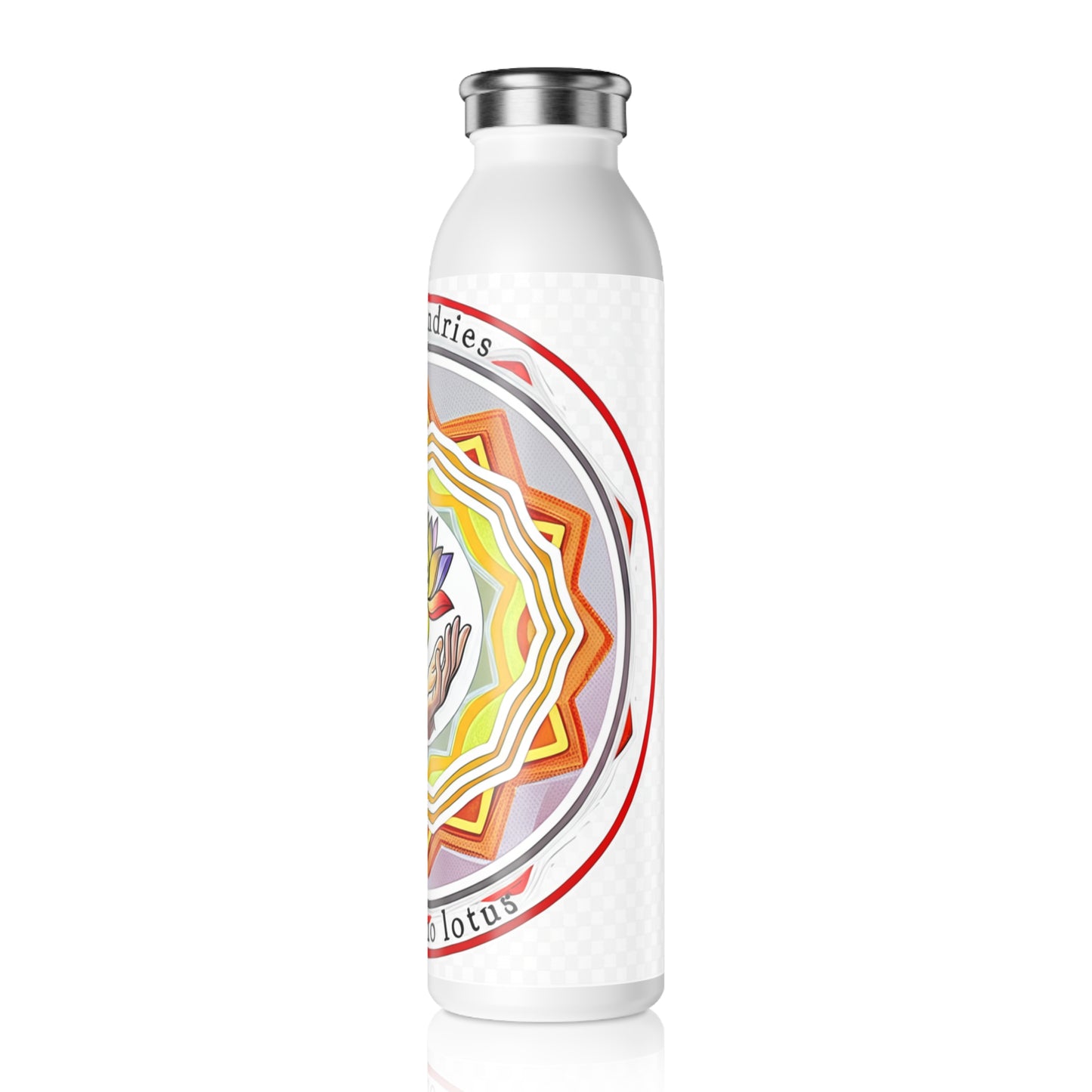 Lotus Design Slim Water Bottle, Eco-Friendly Drinkware, Yoga Gift, Inspirational Water Bottle, Wellness Hydration Companion