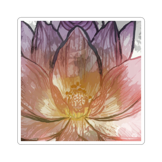 Floral Kiss-Cut Stickers | Vibrant Lotus Design, Laptop Decor, Gift for Flower Lovers, Journal Stickers, Art for Home
