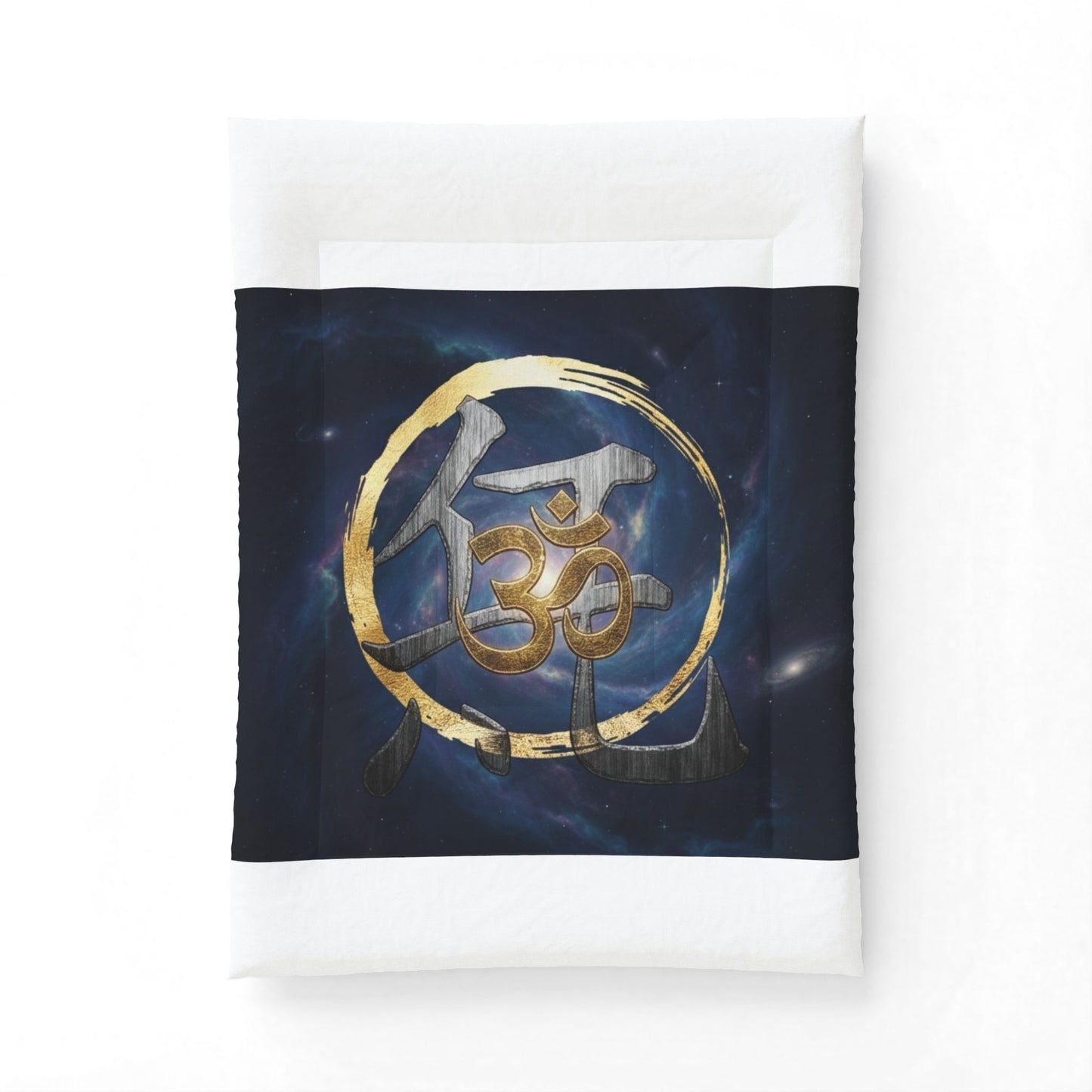 Om Symbol Cotton Comforter — Spiritual Boho Bedspread